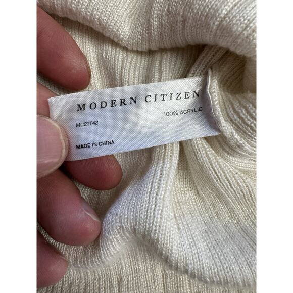 Modern Citizen Long Sleeve Sweater Mini Dress Cream Bodycon Textured Small - Picture 4 of 8